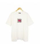 ステューシー STUSSY トレーナー XL 白 ホワイト チェッカー柄 ロゴプリント 半袖 /CK15 ■GY99