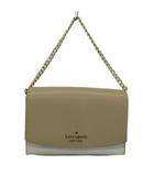 ケイトスペード KATE SPADE 21SS カーソン カラーブロック コンバーチブル ハンドバッグ クラッチバッグ 2WAY レザー チェーン ロゴ ゴールド金具 ピンクベージュ 白 ホワイト WKR00102 /XZ ■GY06