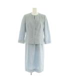 アクアスキュータム AQUASCUTUM ツイードセットアップ ノーカラージャケット ワンピース リネン混 8 ライトブルー /MY ■OS ■GY06