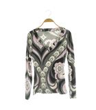 エミリオプッチ EMILIO PUCCI Vネックカットソー 長袖 総柄 XS グレー /MY ■OS ■GY06