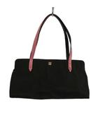 ケイトスペード KATE SPADE ハンドバッグ ナイロン レザー パイソン型押し 内側ドット柄 ロゴ 黒 ブラック ピンク /XZ ■GY99