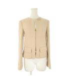 ジョルジオアルマーニ GIORGIO ARMANI ジャケット 上着 ウール 36 ピンクベージュ ノーカラー 長袖 ダブルジップ 02586 /CK9 ■GY50