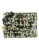 ケイトスペード KATE SPADE カプセルコレクション Garance Doré クラッチバッグ エナメル 黒 ブラック レタリング柄 リボン付き 光沢 /CK9 ■GY99