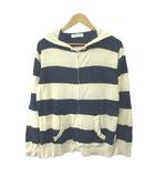 ジェラートピケオム GELATO PIQUE HOMME ルームウエア パーカー M 白 ネイビー ボーダー柄 ジップアップ 長袖 /AY ■GY06