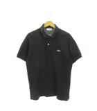 ラコステ LACOSTE CHEMISE LACOSTE ポロシャツ 4 黒 ブラック 無地 半袖 ロゴワッペン 文字ワニ /AH19 ■GY99