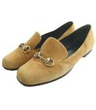 グッチ GUCCI ホースビット ローファー スエード ローヒール スクエアトゥ 36 ベージュ /SS ■OS ■GY50