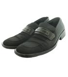 グッチ GUCCI スクエアトゥローファー 金具 ロゴメタルプレート ファブリック ローヒール 36C 黒 ブラック /SS ■OS ■GY50