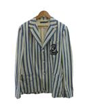 ラルフローレン RALPH LAUREN テーラードジャケット ブレザー 上着 14 青 ブルー ストライプ柄 エンブレムワッペン 長袖 0481570JKT /PP ■GY5