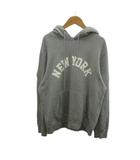 ステューシー STUSSY パーカー プルオーバー スウェット S グレー 長袖 ロゴプリント 星条旗ワッペン /PP ■GY50