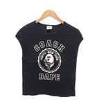 コーチ COACH × A BATHING APE COACH COLLEGE TEE カットソー ノースリーブ S 紺 ネイビー /JS ■GY50