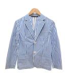 ラルフローレン RALPH LAUREN テーラードジャケット ストライプ シングルボタン 2B 11 青 ブルー 白 ホワイト /JS ■GY50