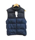 ユニクロ UNIQLO 収納袋付きダウンベスト  L 紺 ネイビー 無地 スタンドカラー ノースリーブ /SH ■GY99