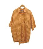 チャップス CHAPS カジュアルシャツ トップス 3L オレンジ チェック柄 半袖 /YU ■GY99