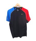 ナイキ NIKE DRI-FIT 国内正規品 スポーツウェア Tシャツ カットソー ロゴ刺繡 ラグランスリーブ 半袖 XL ブラック ブルー 黒 青 /TT ■GY99
