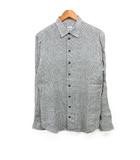 アルマーニ コレツィオーニ ARMANI COLLEZIONI 国内正規品 チェック シャツ 長袖 リネン 麻 M ホワイト 白 /FT ■GY12