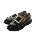 ロジェヴィヴィエ ROGER VIVIER ローファー クリスタルバックル パテントレザー ロゴ 36 23cm 黒 ブラック ■GY50 /MQ