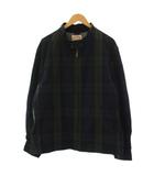 ブルックスブラザーズ BROOKS BROTHERS Halley Stevensons製 ハレースティーブンソン ワックスコットン オイルドジャケット ジップアップ チェック 襟コーデュロイ  XXL 緑 紺 /BM15 ■GY50