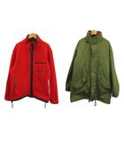 エーグル AIGLE マウンテンパーカー ジャケット 2点セット フリース 上着 M カーキ 赤 レッド フード付き 長袖 /KK ■GY50