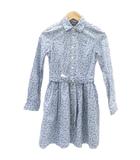 ポロ ラルフローレン POLO RALPH LAUREN シャツワンピース 8 水色 ライトブルー 花柄 長袖 ベルト付き ロング丈 /YS42 ■GY06 女の子