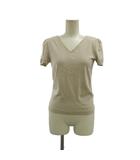 フォクシー FOXEY カットソー サマーニット 38 グレージュ Vネック パフスリーブ 半袖 /RY ■GY06