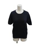 インゲボルグ INGEBORG Tシャツ カットソー ニット 無地 ラウンドネック 半袖 絹 シルク 黒 ブラック /YG ■GY19