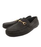 グッチ GUCCI ローファー スリッポン ホースビット スエード 黒 ブラック 37 1/2  1000424 /FF ■GY50