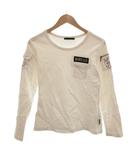 アヴィレックス AVIREX Tシャツ M 白 ホワイト ラウンドネック 長袖 パッチワーク /SC ■GY50