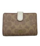 コーチ COACH 二つ折り財布 小銭入れあり ジップウォレット レザー シグネチャー ロゴ ベージュ 茶 ブラウン /MW ■GY18 ▲H