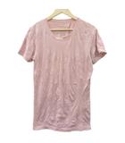 ロエン Roen Tシャツ カットソー ピンク ラウンドネック 半袖 スカル刺繍 /HO56 ■GY99