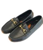 グッチ GUCCI ドライビングシューズ ローファー 革靴 レザー ホースビット ゴールド金具 36.5 23.5cm 黒 ブラック 1000322 /XZ ■GY50