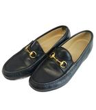 グッチ GUCCI ヴィンテージ ホースビットローファー スリッポン 革靴 レザー ゴールド金具 7 24㎝ 黒 ブラック 100 0255 /XZ ■GY50