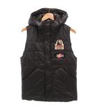 ヒステリックグラマー HYSTERIC GLAMOUR 美品 キルティングベスト フード付き ジップアップ プリマロフト ヒスガール ワッペン 黒 ブラック /KB ■GY53