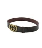 グッチ GUCCI ベルト ロゴバックル レザー ゴールド金具 80/32 茶 ブラウン ■GY53 /MQ ■OH