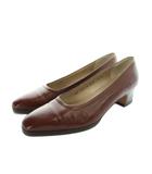 サルヴァトーレフェラガモ Salvatore Ferragamo パンプス チャンキーヒール レザー スクエアトゥ 5.5 23cm 茶 ブラウン ■GY53 /MQ
