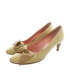 サルヴァトーレフェラガモ Salvatore Ferragamo パンプス リボン ハイヒール レザー ロゴ 5.5 23cm ベージュ ■GY53 /MQ
