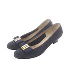 サルヴァトーレフェラガモ Salvatore Ferragamo ヴァラ Vara パンプス ローヒール リボンモチーフ スエードレザー 5.5 ダークネイビー /RI ■OS ■GY53 ■OH