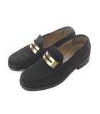 グッチ GUCCI ローファー シューズ ロゴプレート スエード レザー 35 黒 ブラック 109 100 0450 /RI ■OS ■GY53 ■OH