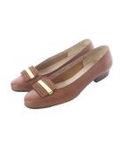 サルヴァトーレフェラガモ Salvatore Ferragamo パンプス シューズ ローヒール ロゴプレート レザー 5.5 茶 ブラウン /RI ■OS ■GY53 ■OH