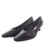 サルヴァトーレフェラガモ Salvatore Ferragamo パンプス ハイヒール スクエアトゥ レザー 6.5C ブラック /YO28 ■GY53