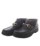グッチ GUCCI 104 0088 ホースビットモカシンブーツ レザー 6.5 ブラック /YO32 ■GY53