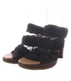グッチ GUCCI サンダル チャンキーヒール プリーツ 36.5C ブラック /YO36 ■GY53