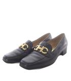 サルヴァトーレフェラガモ Salvatore Ferragamo パンプス ローヒール ガンチーニ レザー 6B ブラック /YO31 ■GY53
