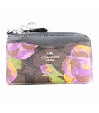 コーチ COACH マルチファンクション カードケース シグネチャー キャンバス ローズ プリント レザー 茶 ブラウン /AE