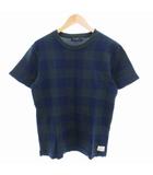 ポールスミスジーンズ Paul Smith JEANS コットンニット 半袖 クルーネック チェック M 緑 グリーン 紺 ネイビー /GV