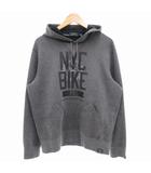 NYC BIKE パーカー スウェット 長袖 フーディー 前V プルオーバー L チャコールグレー /GV
