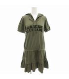 バーバリーブルーレーベル BURBERRY BLUE LABEL ワンピース パーカー ティアード ロゴプリント ひざ丈 半袖 38 カーキ /FF