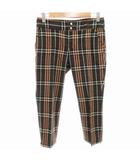バーバリーブルーレーベル BURBERRY BLUE LABEL クロップドパンツ チェック ロゴ 36 カーキ オレンジ /FF