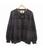 FADED CHECK L/S PULLOVER カットソー ジャガード プルオーバー 2 紫 パープル 黒 ブラック 23715060 /UD
