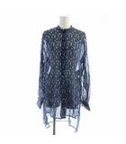 クリスチャンディオール Christian Dior Miss Dior Allover コットンモスリン ブラウス シャツ 長袖 BEE CDシグネチャー ロゴ 34 XS 青 ブルー ☆AA★ /MQ