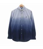 ラルフローレン RALPH LAUREN タグ付き CLASSIC FIT オックスフォードシャツ ボタンダウン 長袖 ロゴ刺繍 S グラデーション ブルー /UO